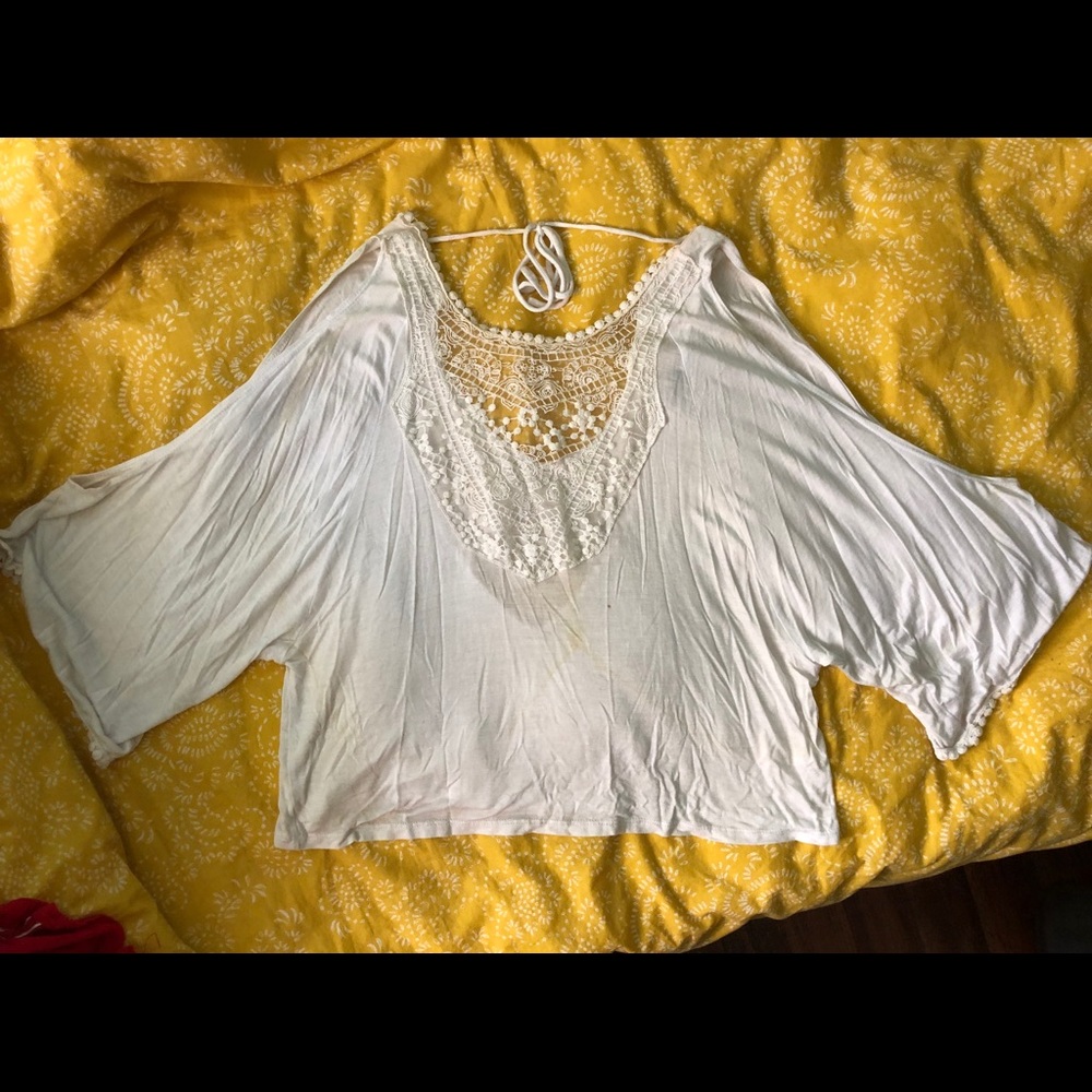Lace hippie bohemian open back blouse
